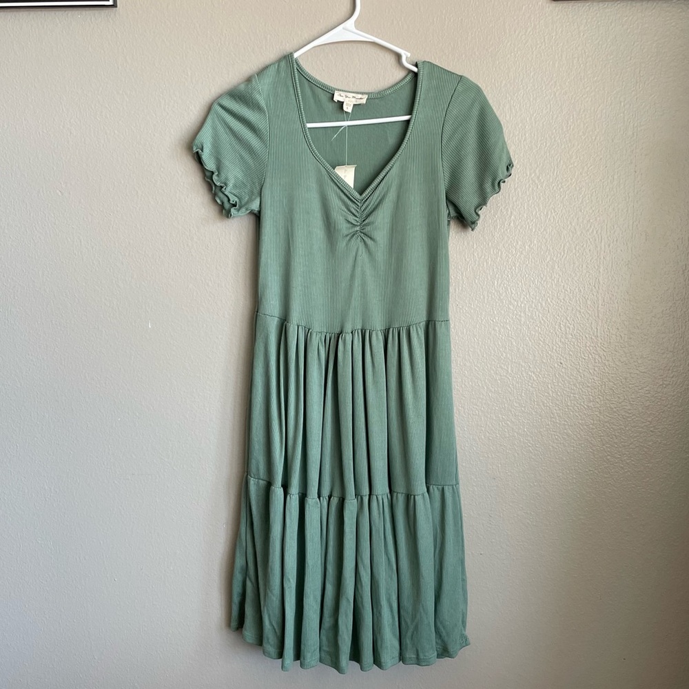 Green fit and flare dress